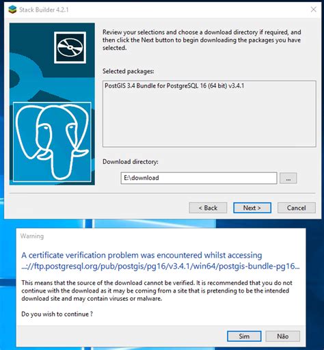stack builder postgresql not responding