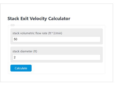 Stack Exit Velocity Calculation