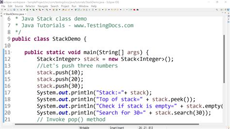 stack in java examples