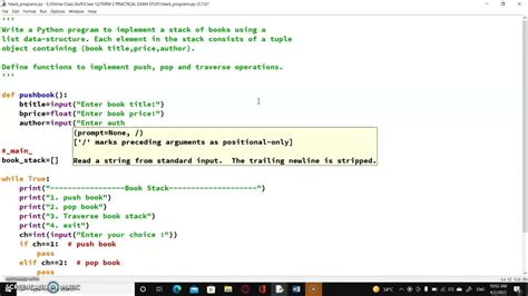 stack program in python class 12 with output pdf