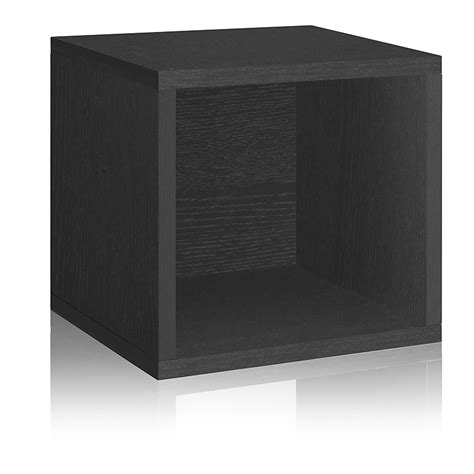 Stackable Wood Storage Cubes Black