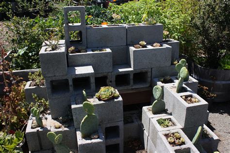 Stacked Cinder Block Garden