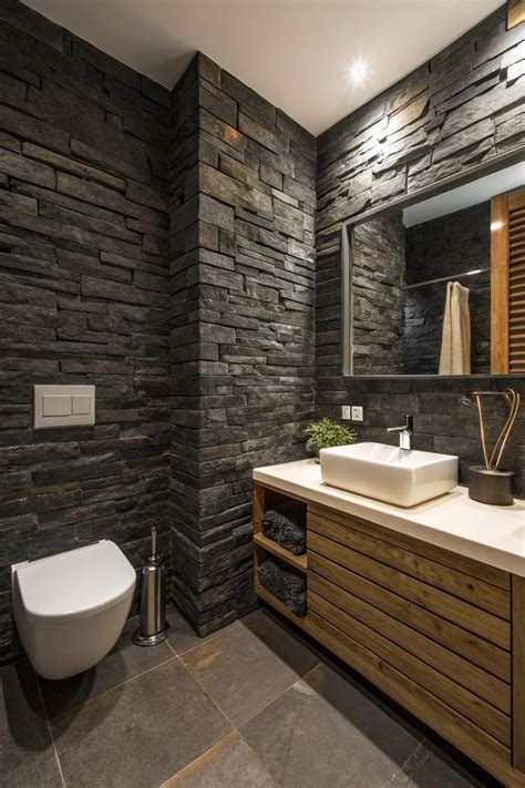 Stacked Stone Bathroom Backsplash