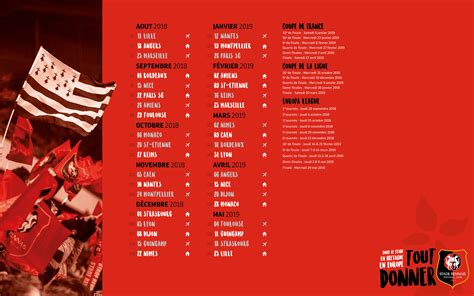 stade rennais calendrier