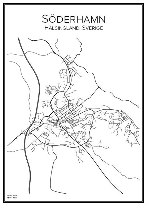 Stadskarta över Köping Handritade stadskartor och posters