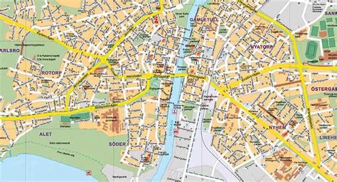 PDF, Svg Skalierbarer Vektor Stadtplan, Vektorkarte Halmstad