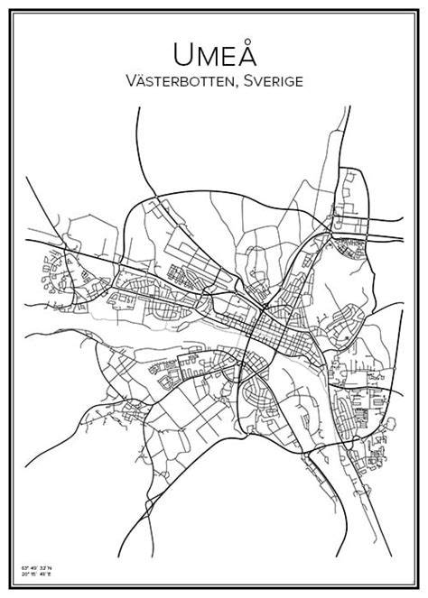 Stadskarta över Umeå Handritade stadskartor och posters
