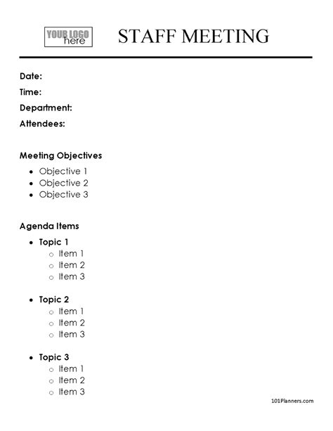 Staff Meeting Agenda Template Download Printable PDF Templateroller