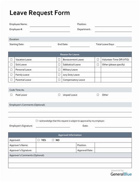 staff leave request form template