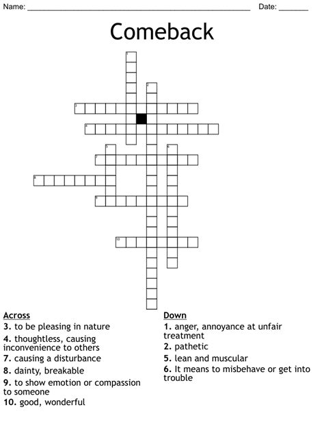 stage a comeback crossword