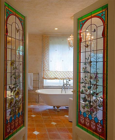 stained glass bathroom door
