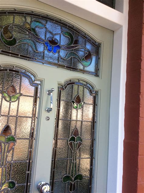 stained glass panel above front door