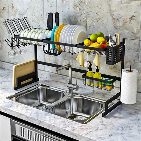 stainless sink dish rack