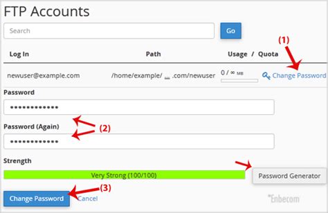 stair 2 : modification your password cPanel / FTP