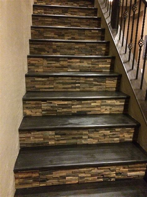 Fabulous staircase with tile up the risers. Stairs, Stair decor