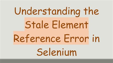 Stale Element Error