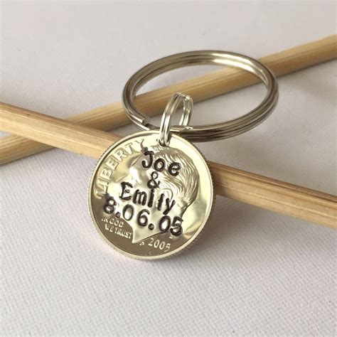 Stamped Dime Keychain