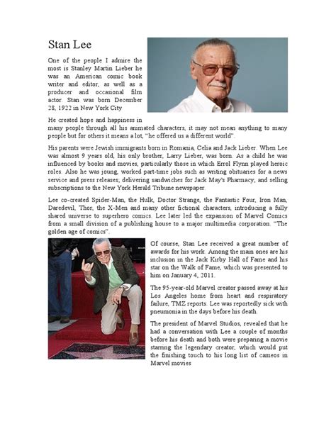Stan Lee Biography Pdf 2023