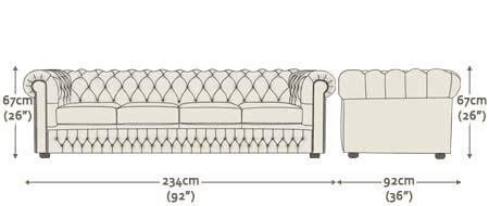 Incredible Standard Chesterfield Sofa Size Best References