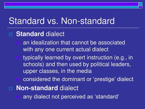 Standard And Non Standard Dialect