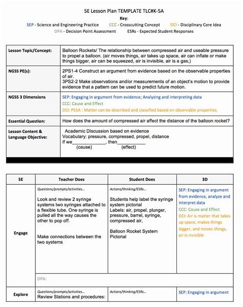 Standard Based Lesson Plan Example
