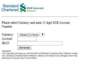 standard chartered iban generator pakistan