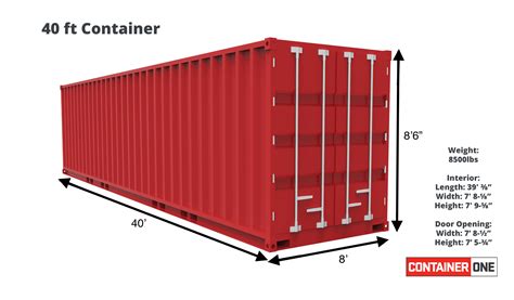 standard container size 40ft