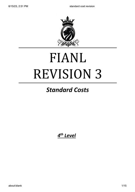 Standard Cost Revision