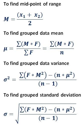 standard deviation formula for grouped data class 11