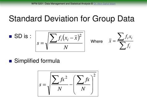 standard deviation formula for grouped data pdf