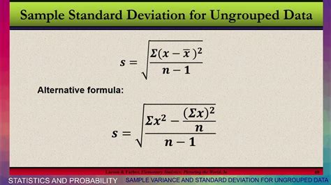 standard deviation formula for ungrouped data in statistics