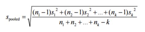 standard deviation from pooled variance