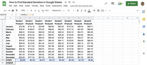 standard deviation with google sheets YouTube