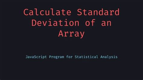 Standard Deviation Javascript Array