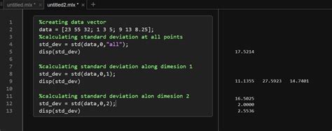 Standard Deviation Matlab