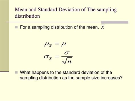 Standard Deviation Means Sampling Distribution