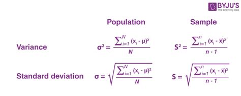 standard deviation vs variance formula