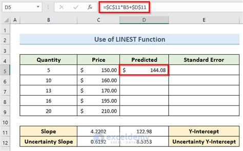 standard error of slope excel