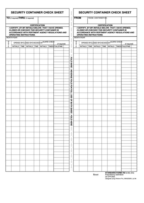 standard form 702 afi