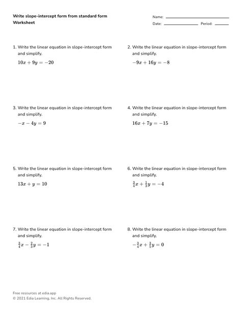 Standard Form Equation 4Th Grade