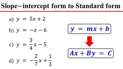 Standard Form Equation From Slope Intercept