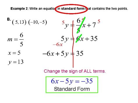 Standard Form Line Equation From Two Points