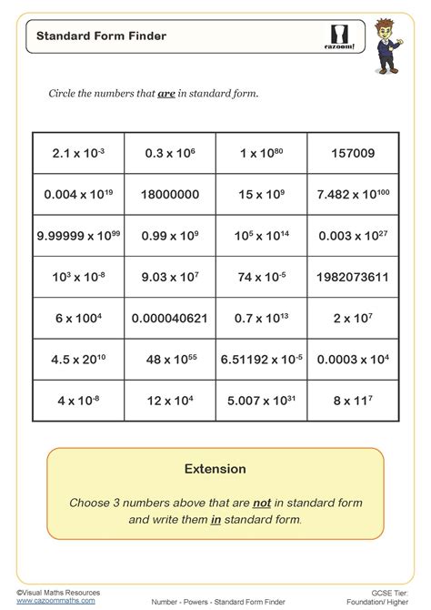 Standard Form Math Worksheets