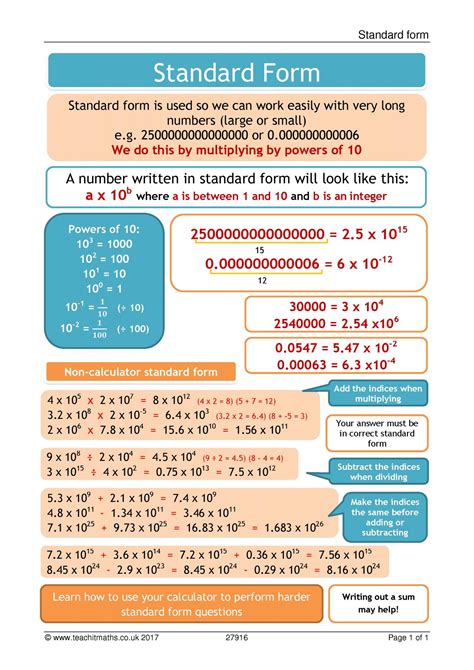 Standard Form Maths Box