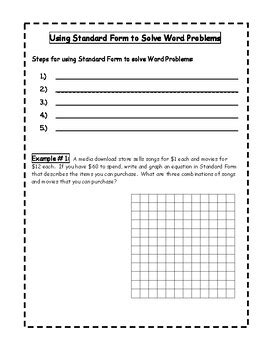 Standard Form Word Problems Notes