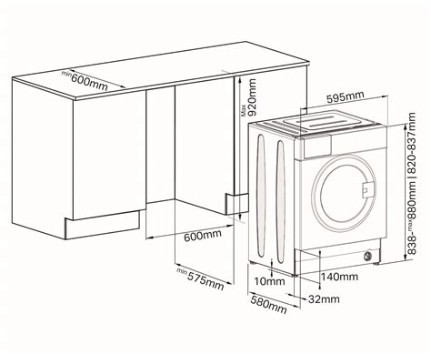 standard integrated washing machine size