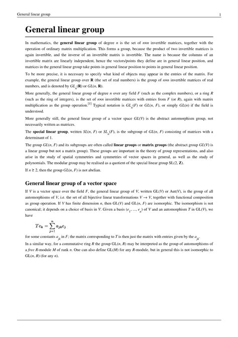 Standard Linear Group