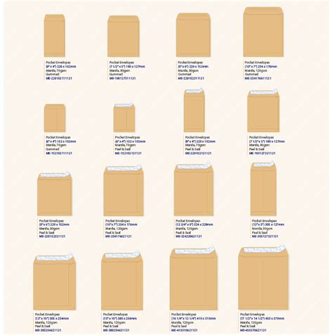 standard manila envelope sizes