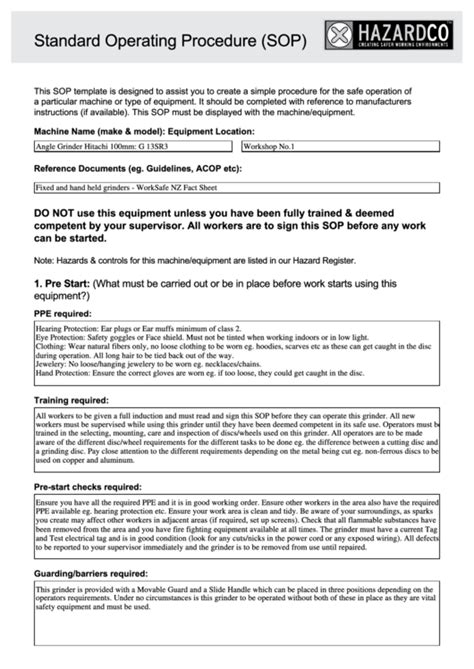 standard operating procedure format pdf