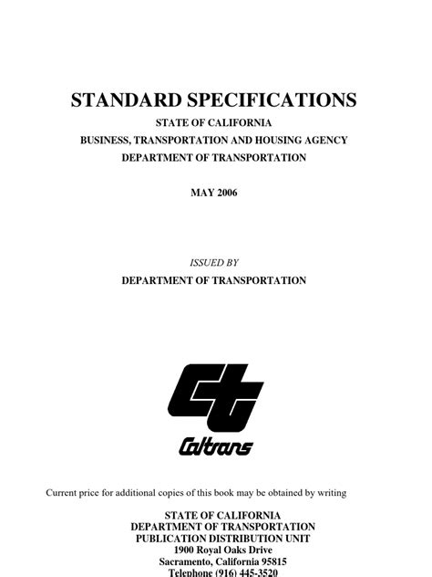 Standard Specifications Caltrans 2018